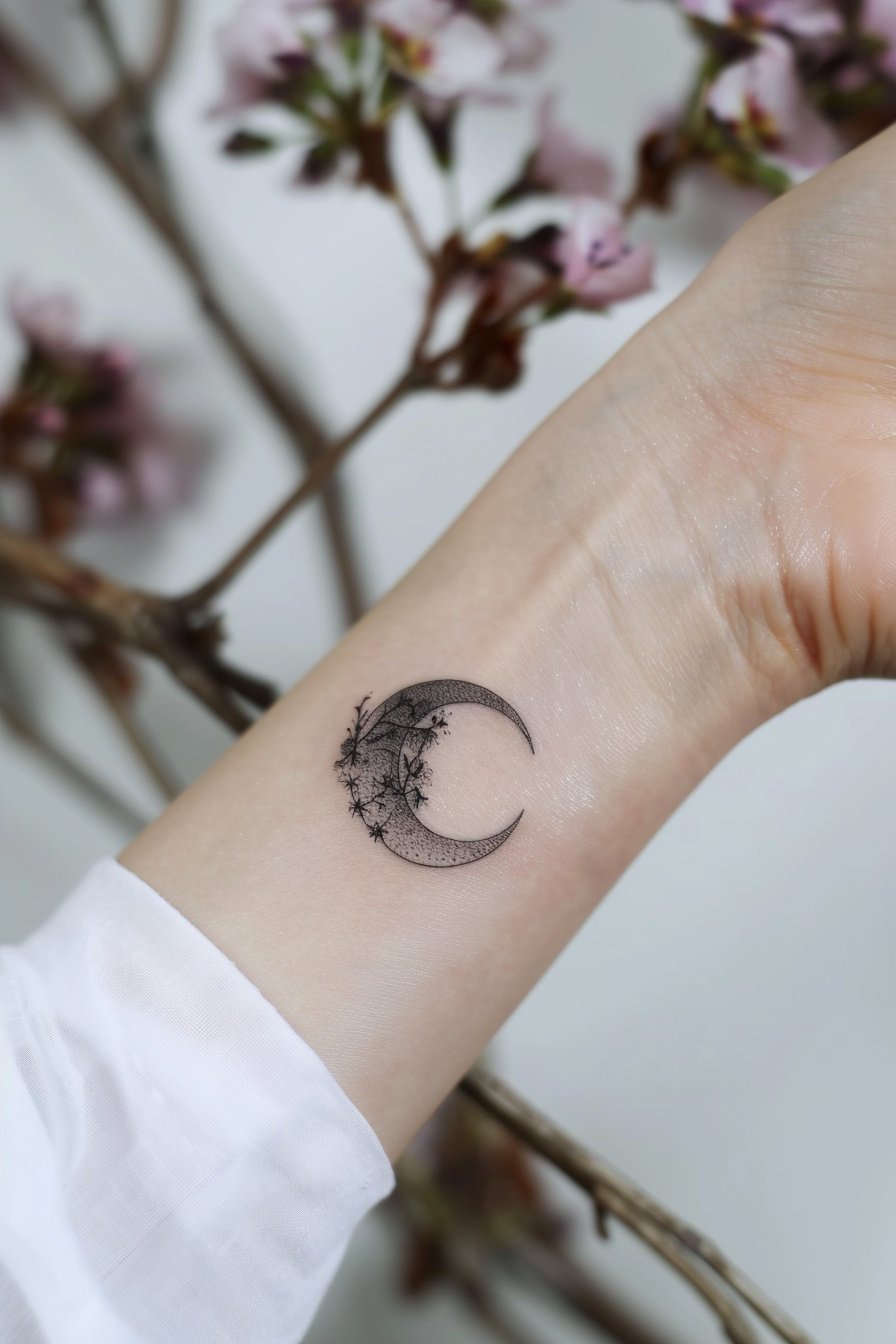 Wrist Moon Tattoo For Women 8