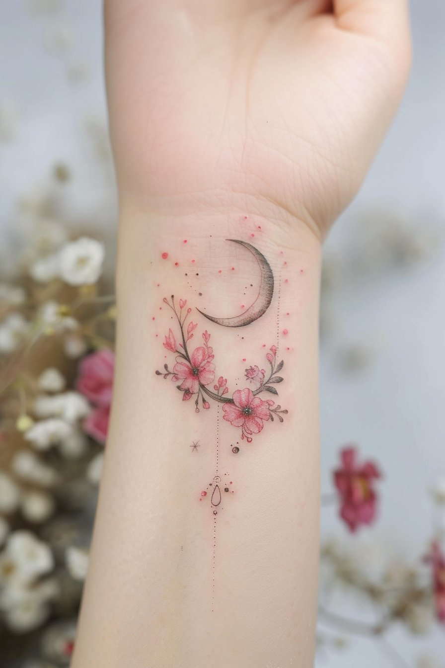 Wrist Moon Tattoo For Women 9