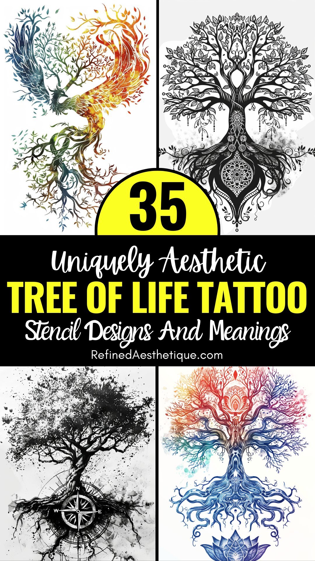 35 Uniquely Aesthetic Tree of Life Tattoo Stencil Designs And Meanings