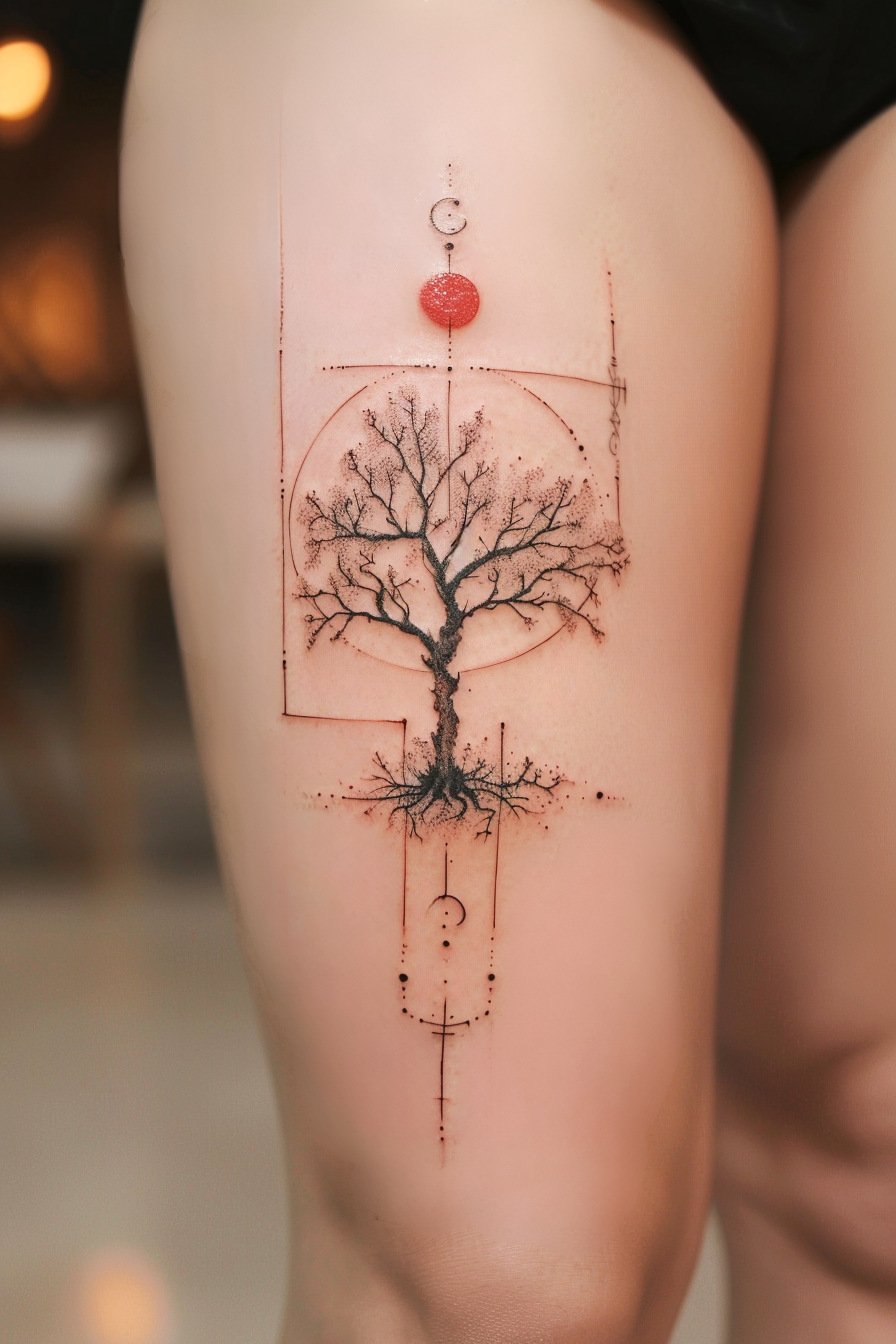 Low Body - Feminine Tree Of Life Tattoo Design Idea For Women 5