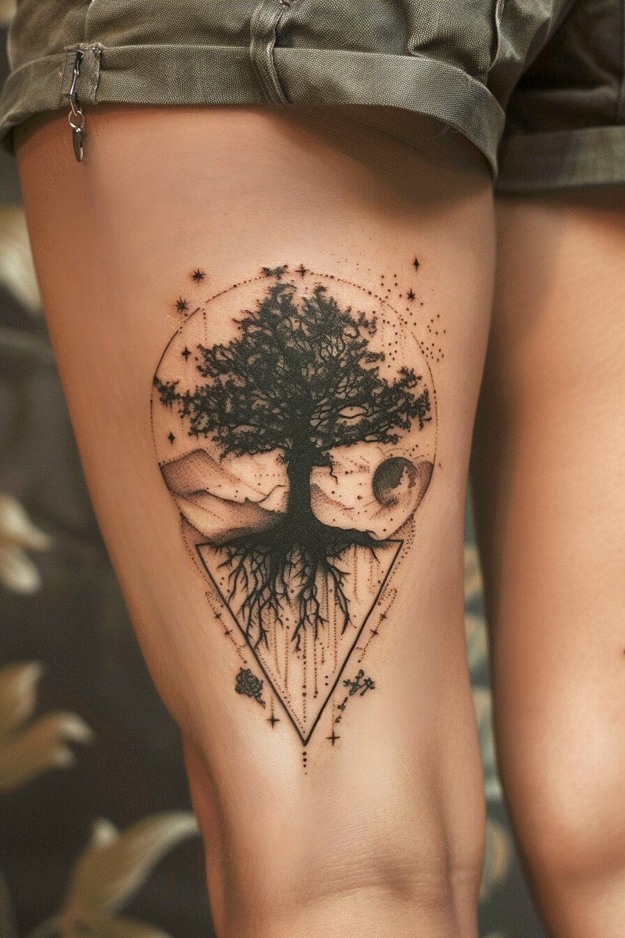 Low Body - Feminine Tree Of Life Tattoo Design Idea For Women 7