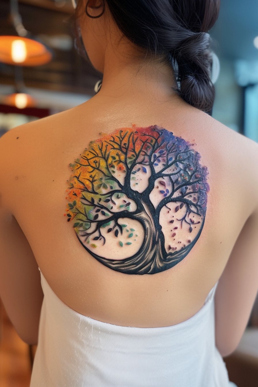 Middle Body - Feminine Tree Of Life Tattoo Design Idea For Women 10