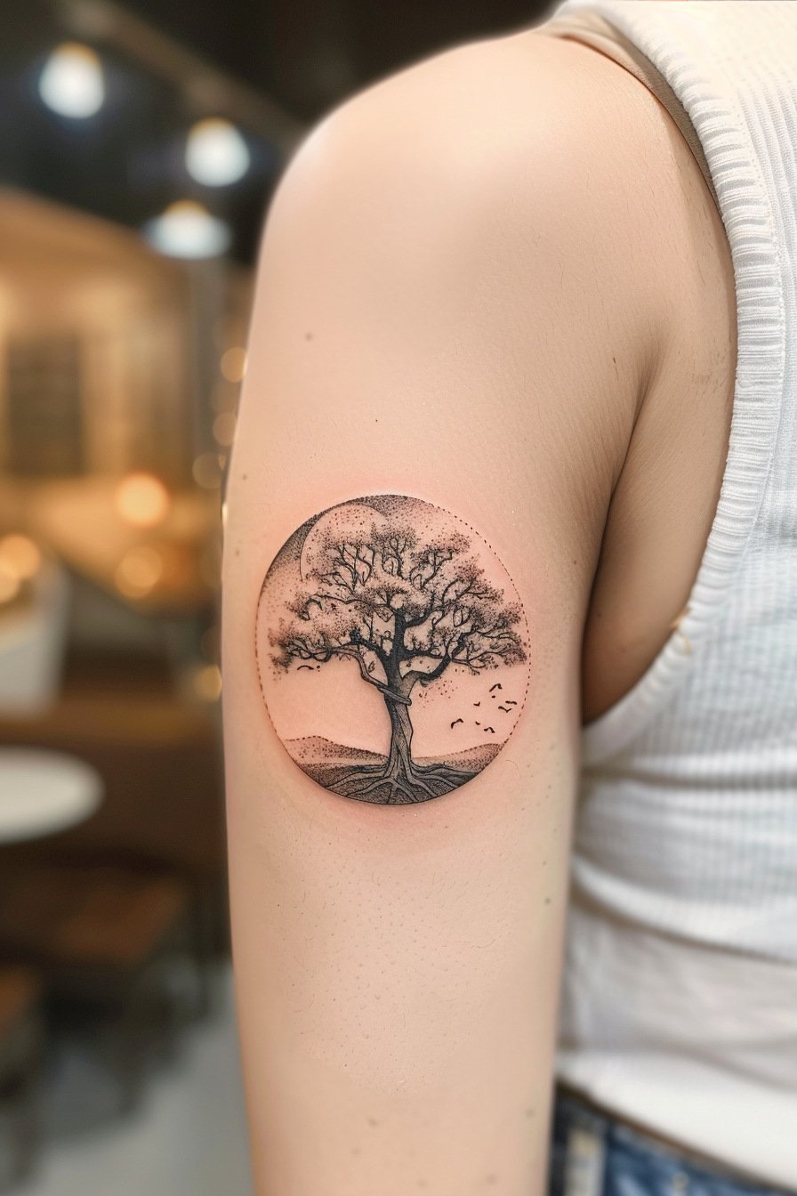 Middle Body - Feminine Tree Of Life Tattoo Design Idea For Women 12