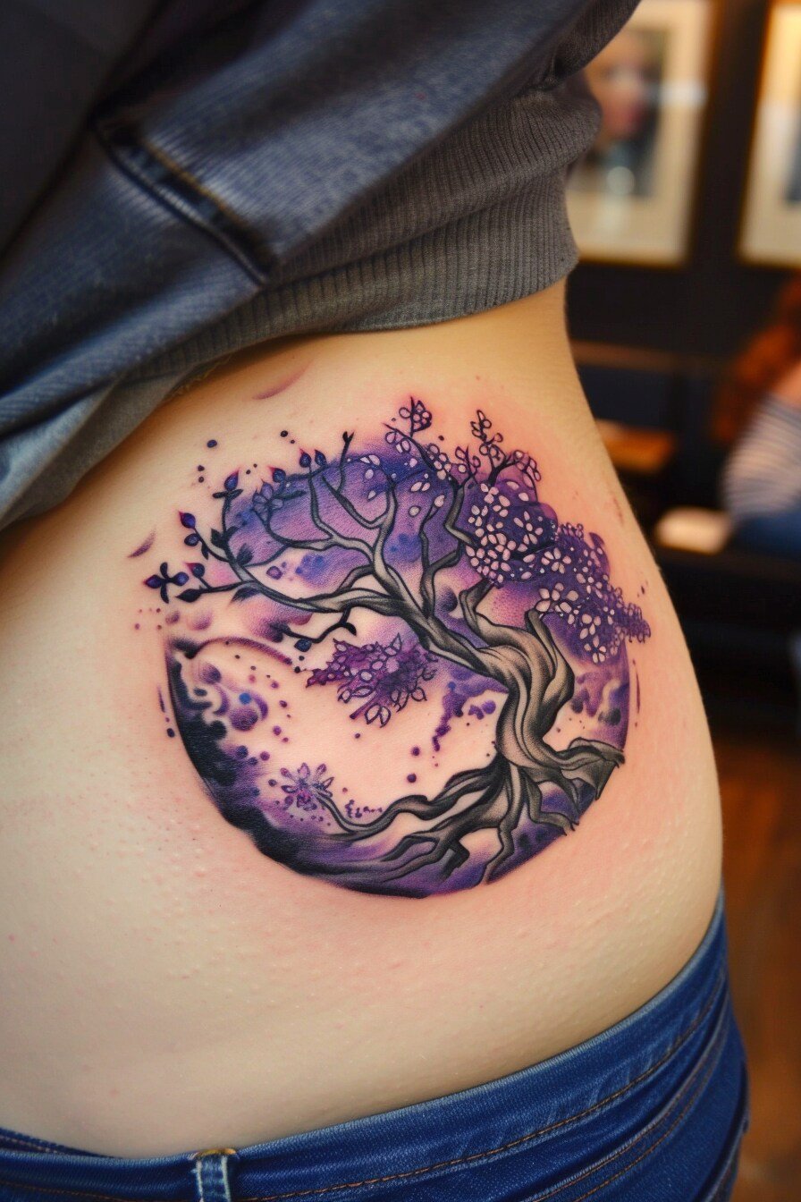 Middle Body - Feminine Tree Of Life Tattoo Design Idea For Women 13