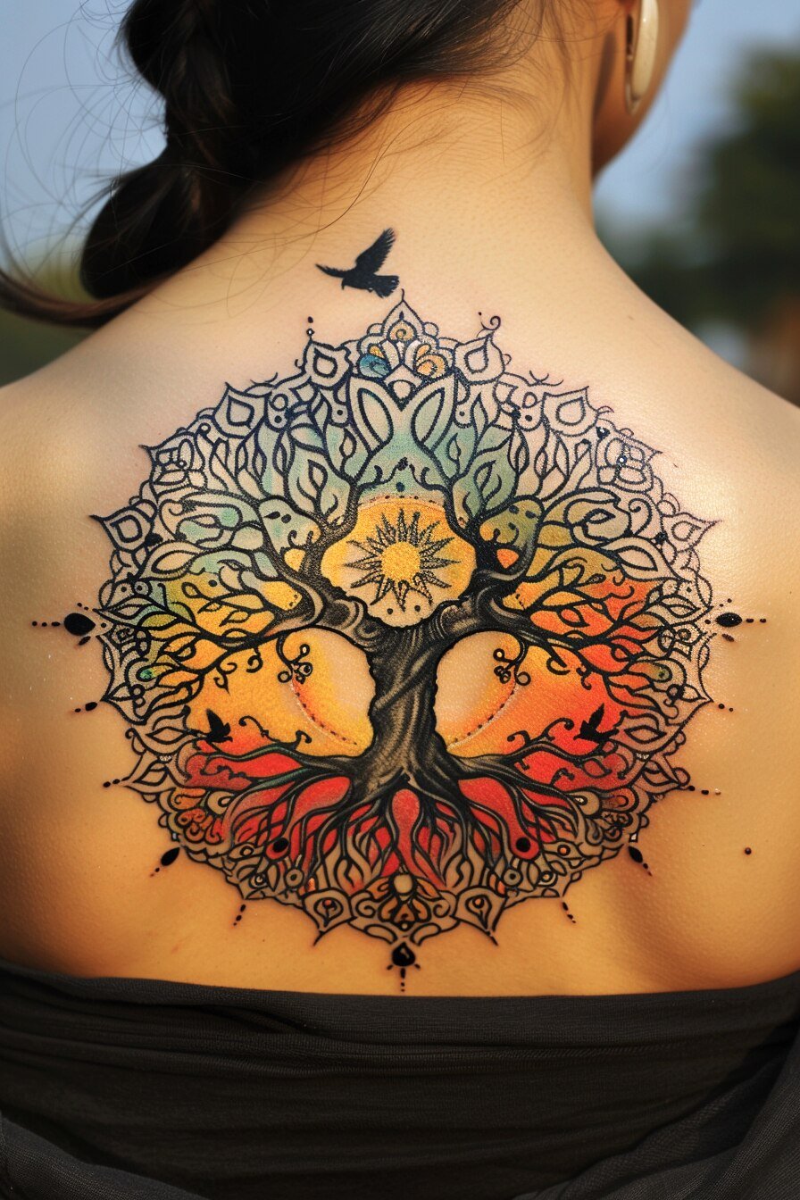 Middle Body - Feminine Tree Of Life Tattoo Design Idea For Women 20