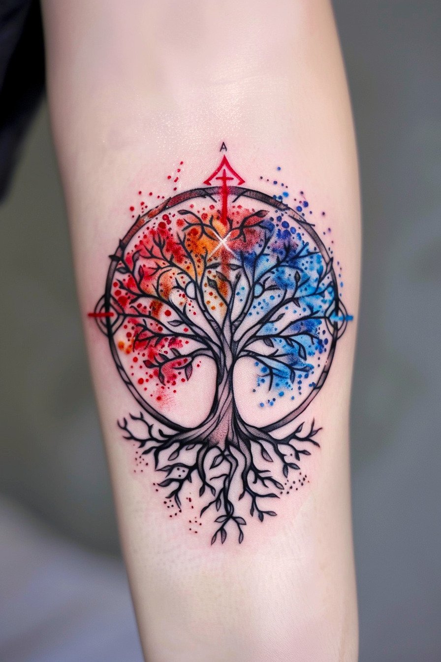 Middle Body - Feminine Tree Of Life Tattoo Design Idea For Women 22