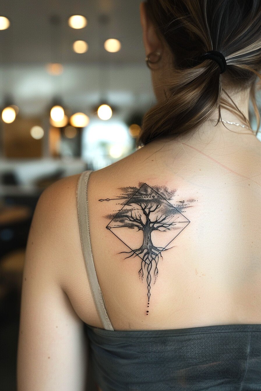 Middle Body - Feminine Tree Of Life Tattoo Design Idea For Women 6