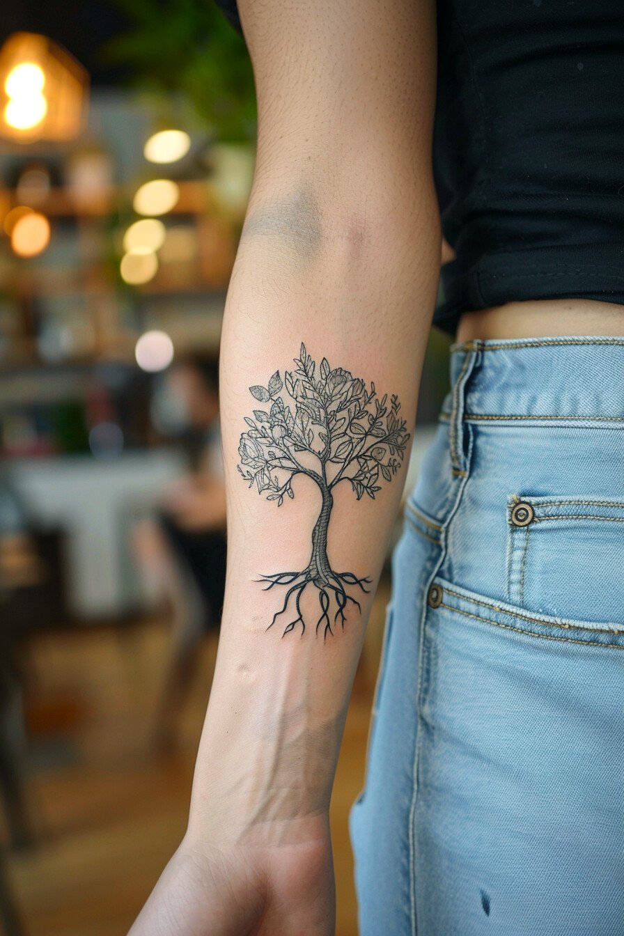 Middle Body - Feminine Tree Of Life Tattoo Design Idea For Women 8