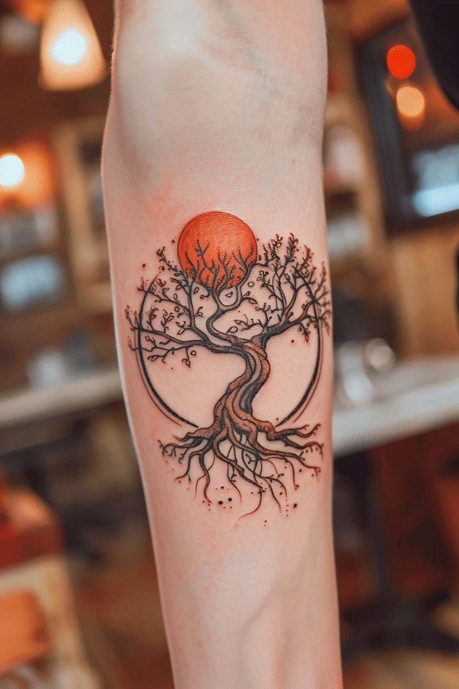 Middle Body - Feminine Tree Of Life Tattoo Design Idea For Women 9