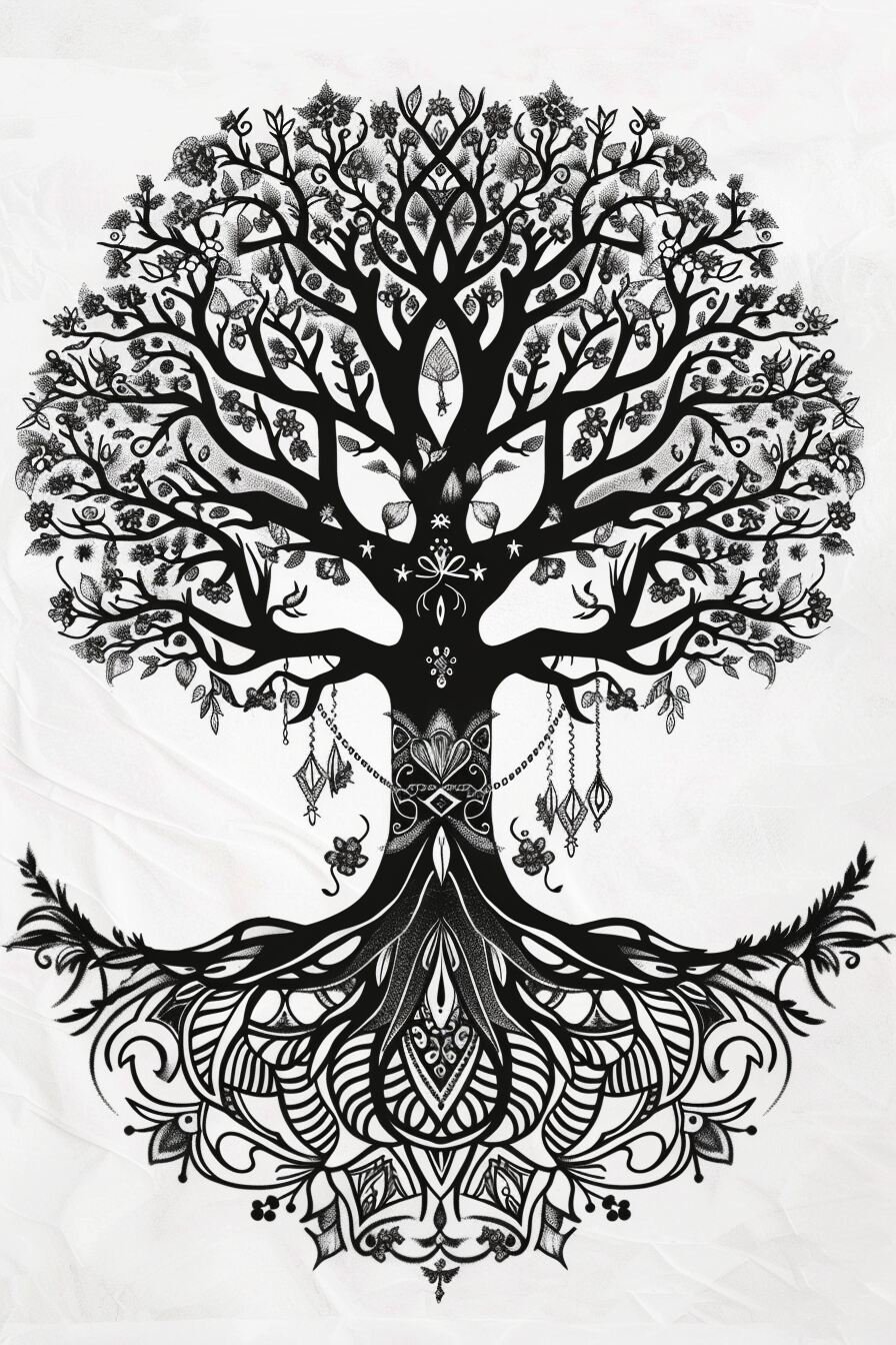 Tree of Life Tattoo Stencil Design 1