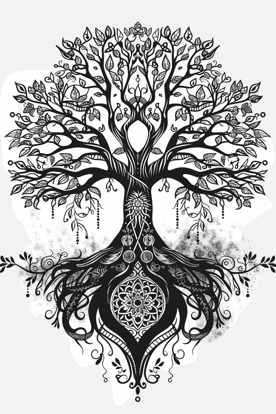 Tree of Life Tattoo Stencil Design 2