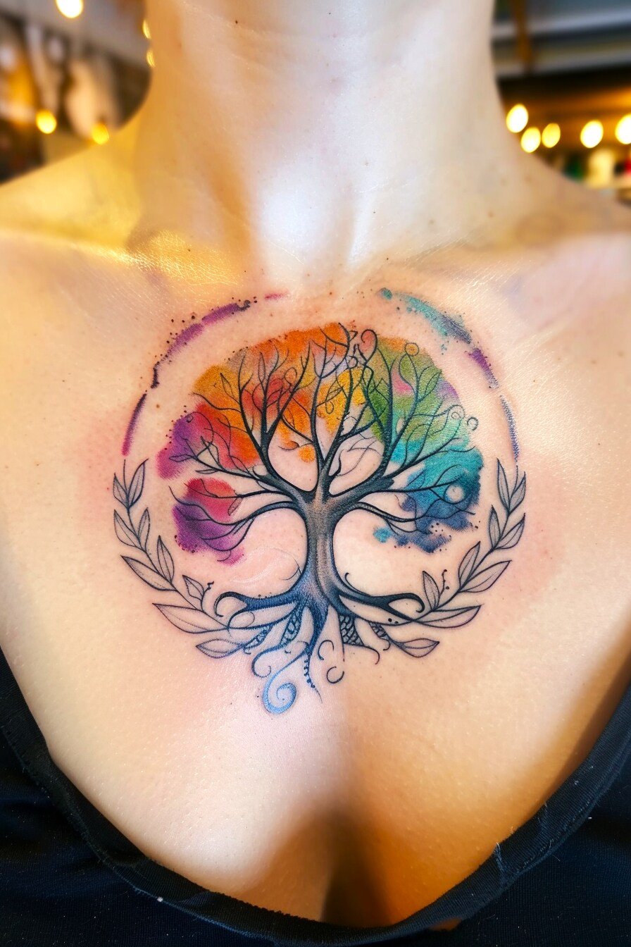 Upper Body - Feminine Tree Of Life Tattoo Design Idea For Women 4