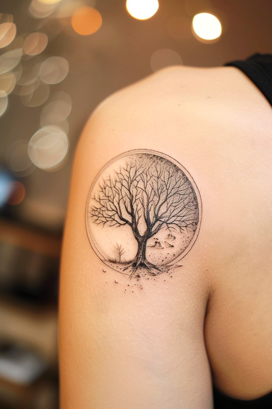 Upper Body - Feminine Tree Of Life Tattoo Design Idea For Women 5