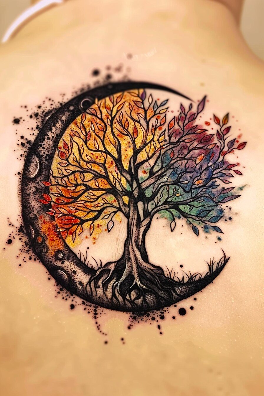 Upper Body - Feminine Tree Of Life Tattoo Design Idea For Women 7