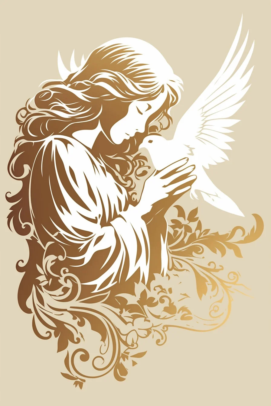 Angel Tattoo Stencil Design Idea 21 (Dove)