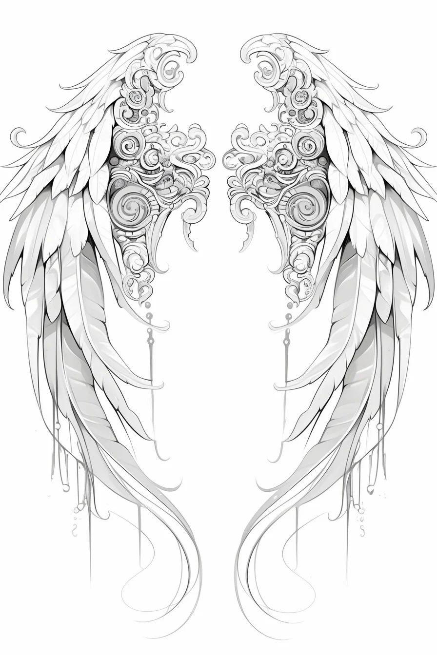 Angel Tattoo Stencil Design Idea 29 (Wings)