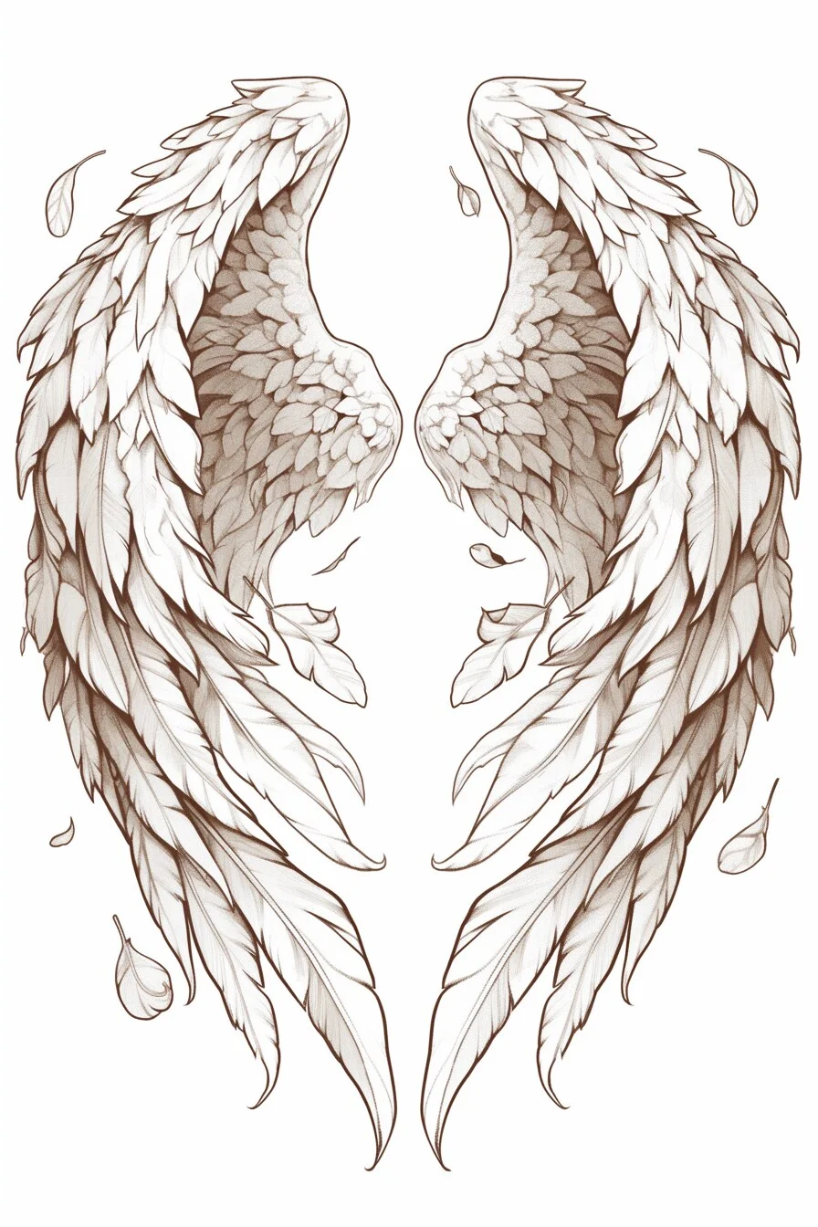 Angel Tattoo Stencil Design Idea 30 (Wings)