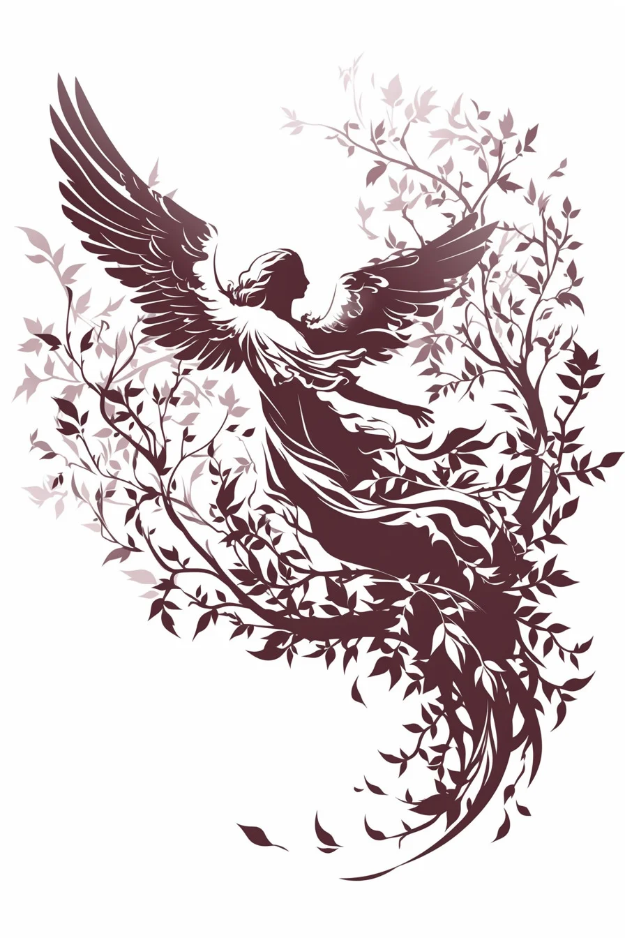 Angel Tattoo Stencil Design Idea 35 (Tree)