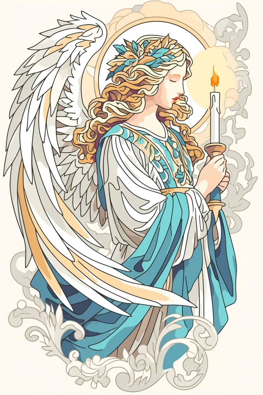 Angel Tattoo Stencil Design Idea 44 (Candle)