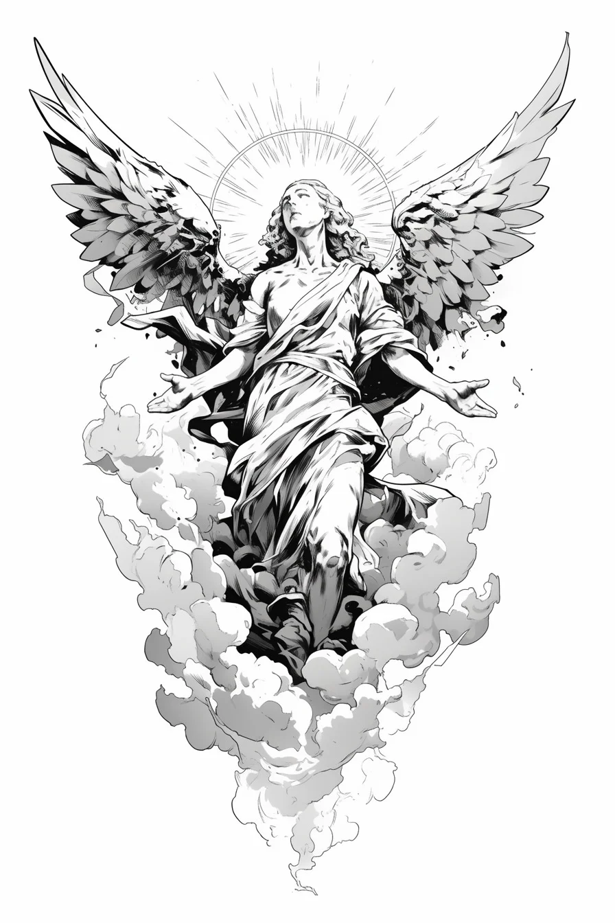 Angel Tattoo Stencil Design Idea 52