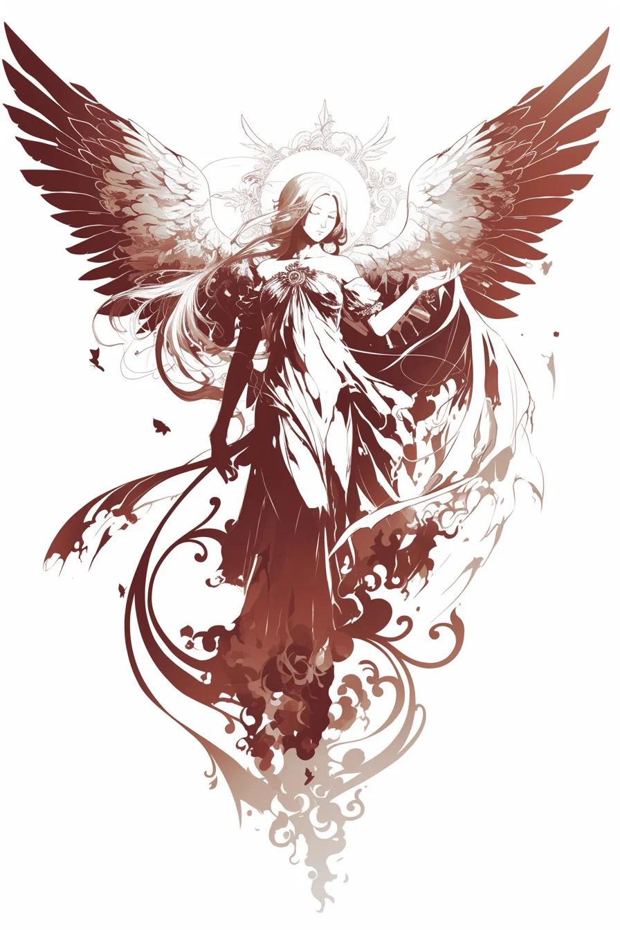 Angel Tattoo Stencil Design Idea 53