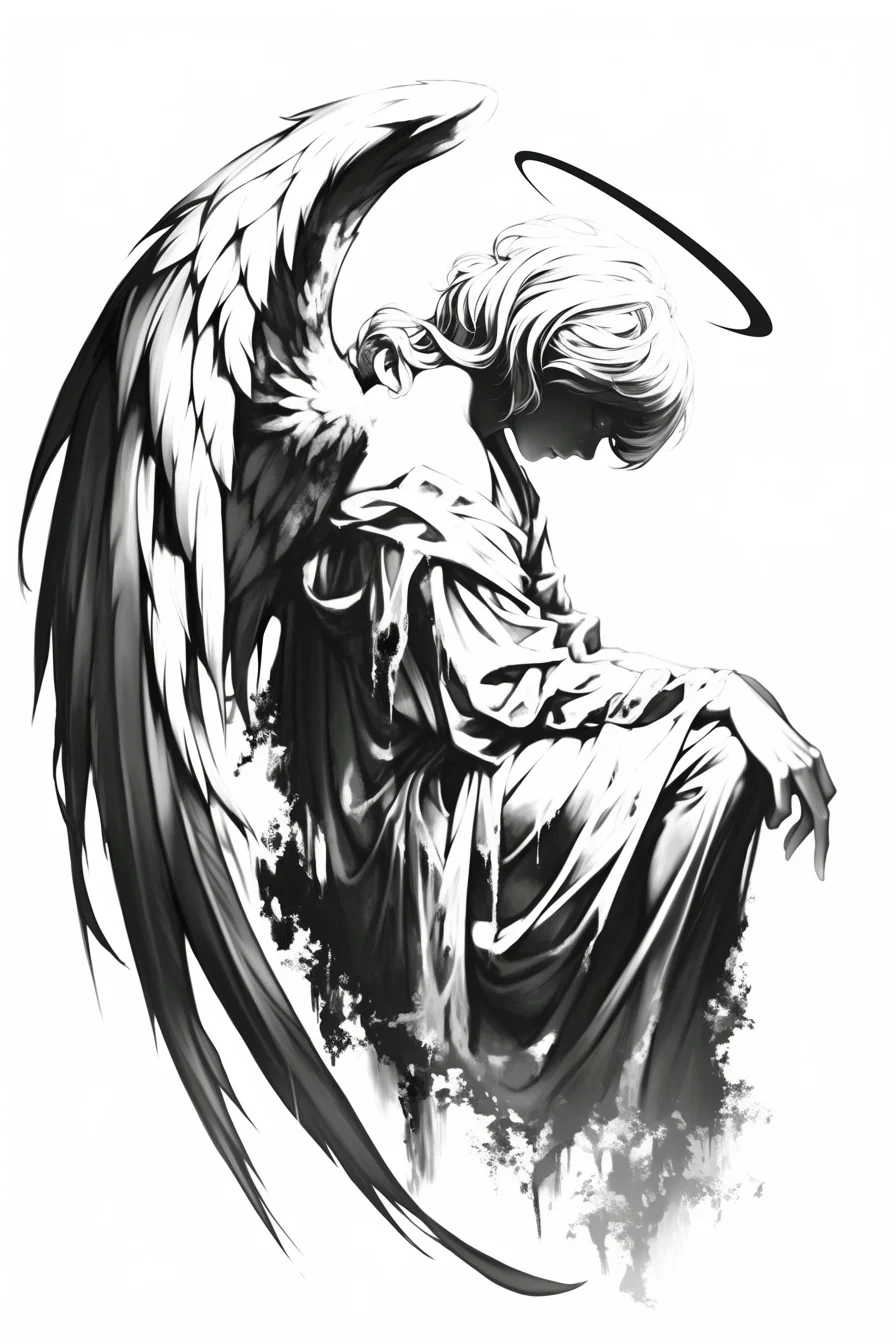 Angel Tattoo Stencil Design Idea 56