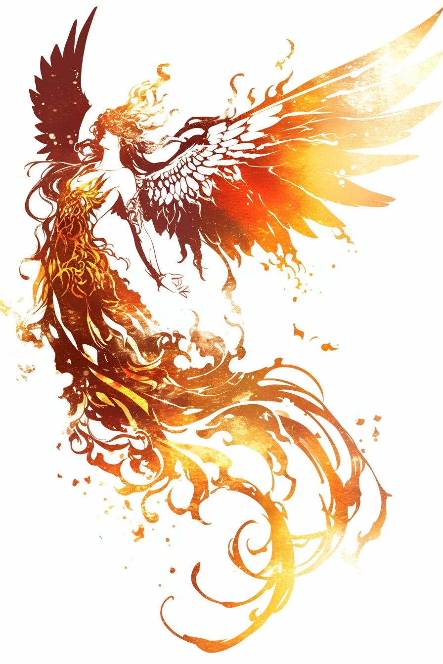 Angel Tattoo Stencil Design Idea 57 (Phoenix)