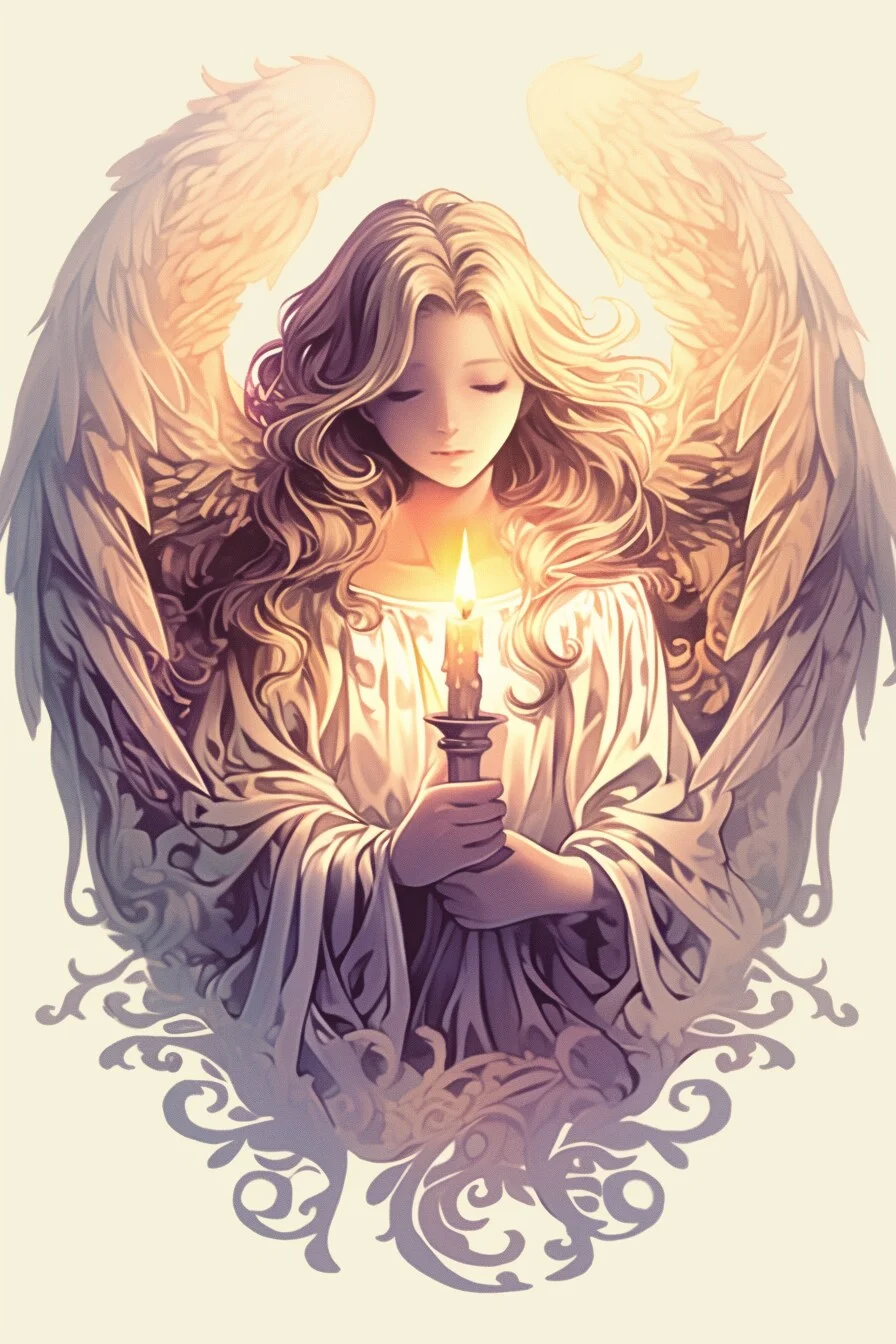 Angel Tattoo Stencil Design Idea 59 (Candle)