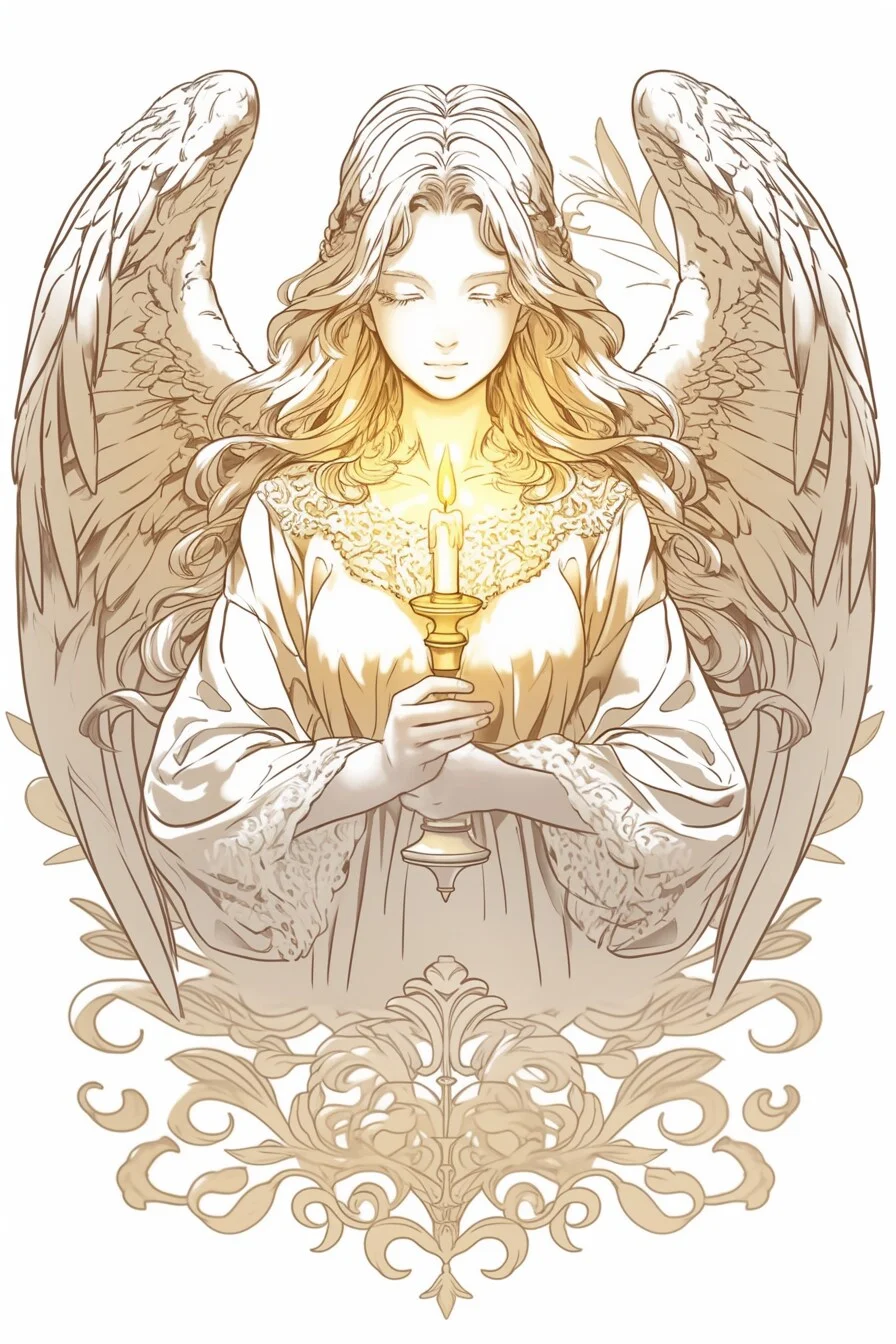 Angel Tattoo Stencil Design Idea 61 (Candle)