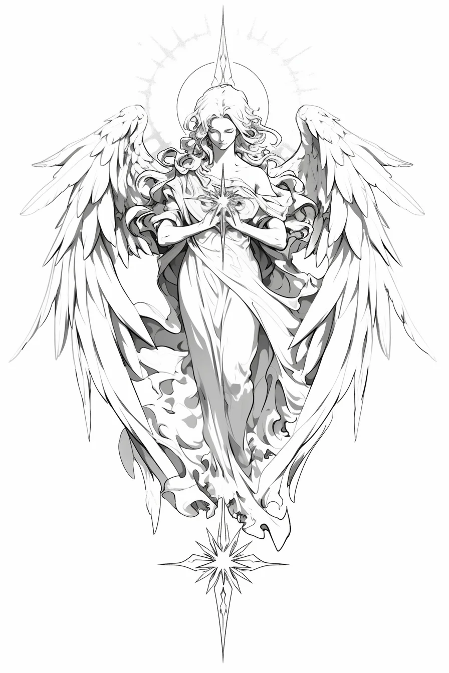 Angel Tattoo Stencil Design Idea 62 (Star)