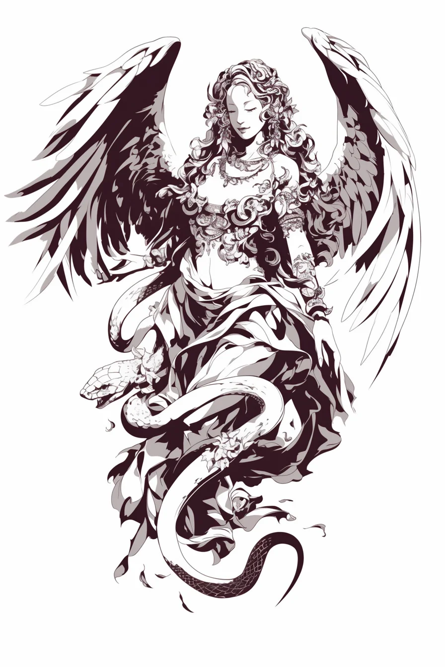 Angel Tattoo Stencil Design Idea 66 (Snake)