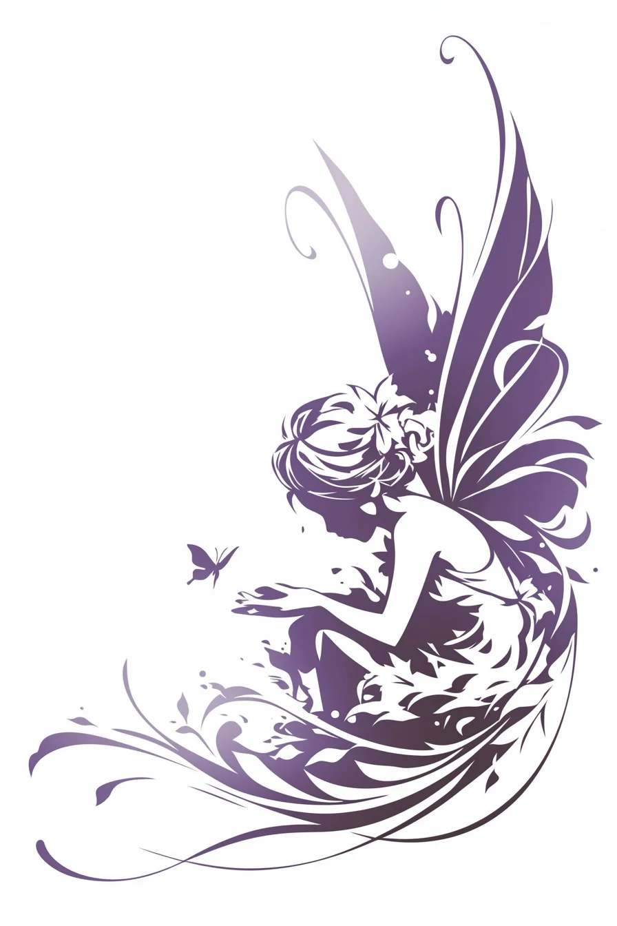 Angel Tattoo Stencil Design Idea 73 (Butterlfy Wings)