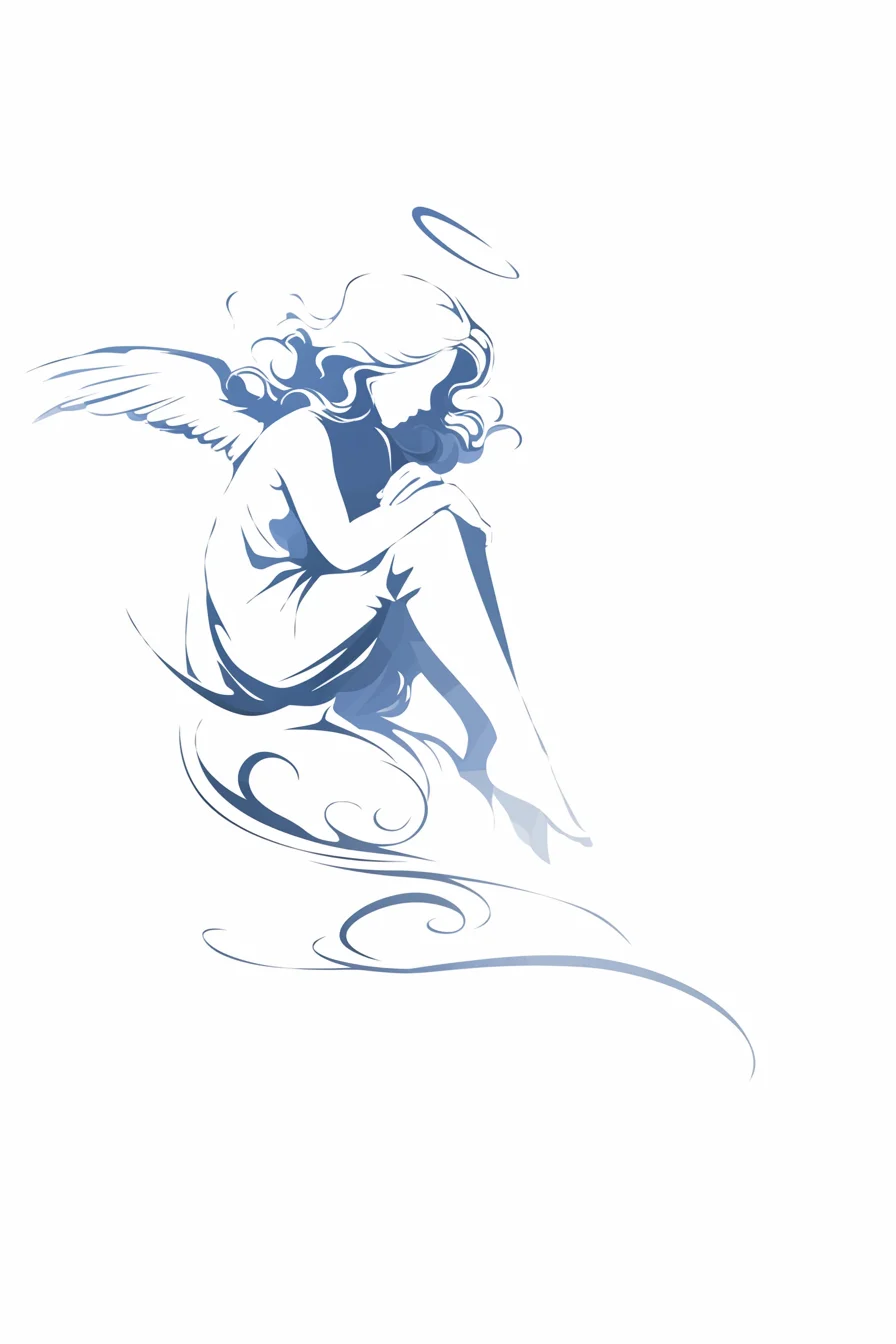 Angel Tattoo Stencil Design Idea 75 (Minimalist)