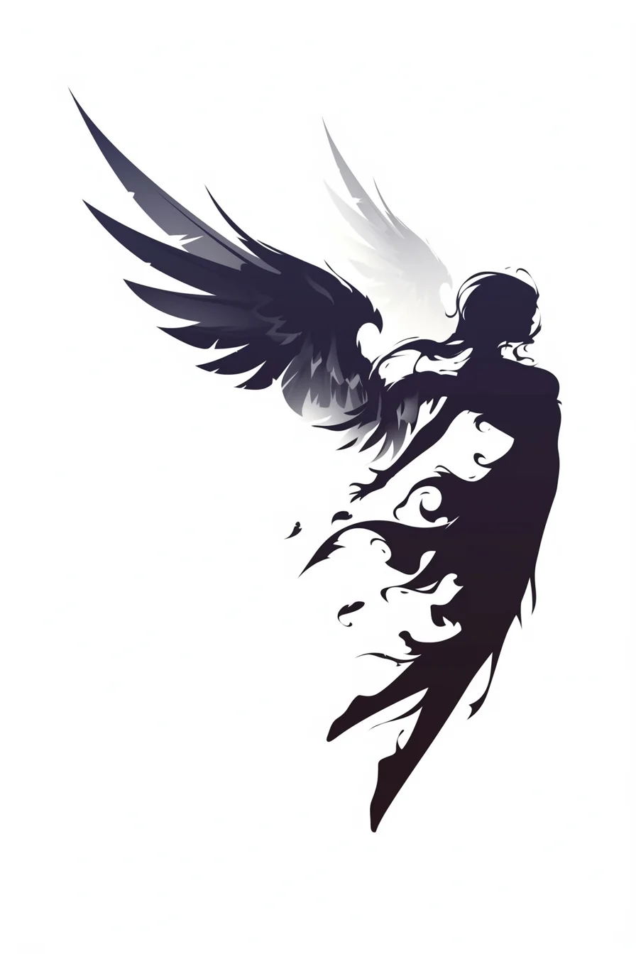 Angel Tattoo Stencil Design Idea 80