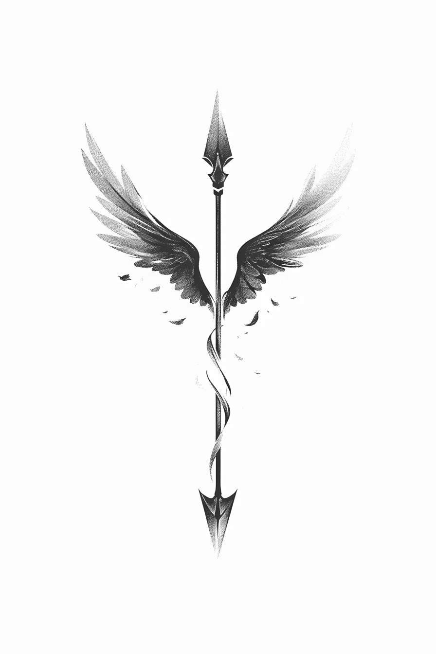 Angel Tattoo Stencil Design Idea 81 (Spear)