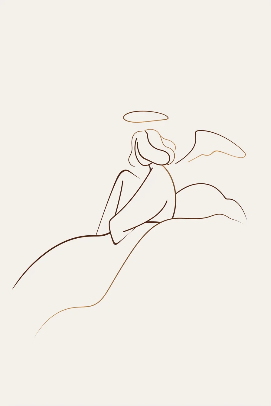 Angel Tattoo Stencil Design Idea 85 (Minimalist Outline)