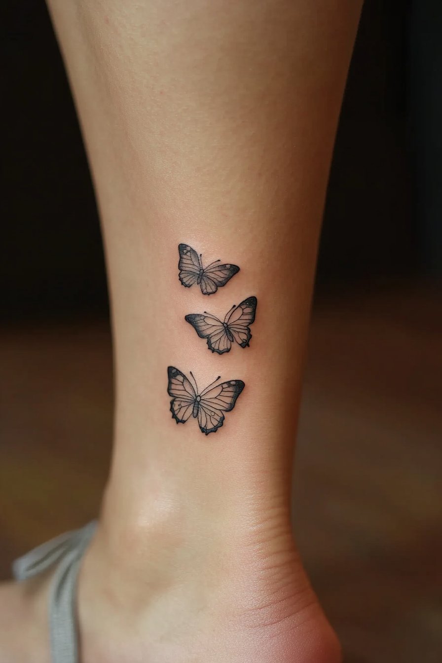 Ankle Small & SImple Butterfly Tattoo Design Ideas 2