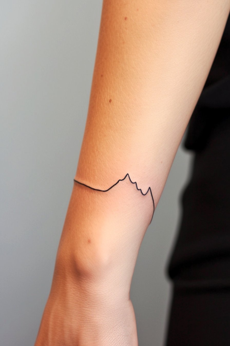 Arm - Simple Mountain Tattoo Design Idea 10 (Arm Band)