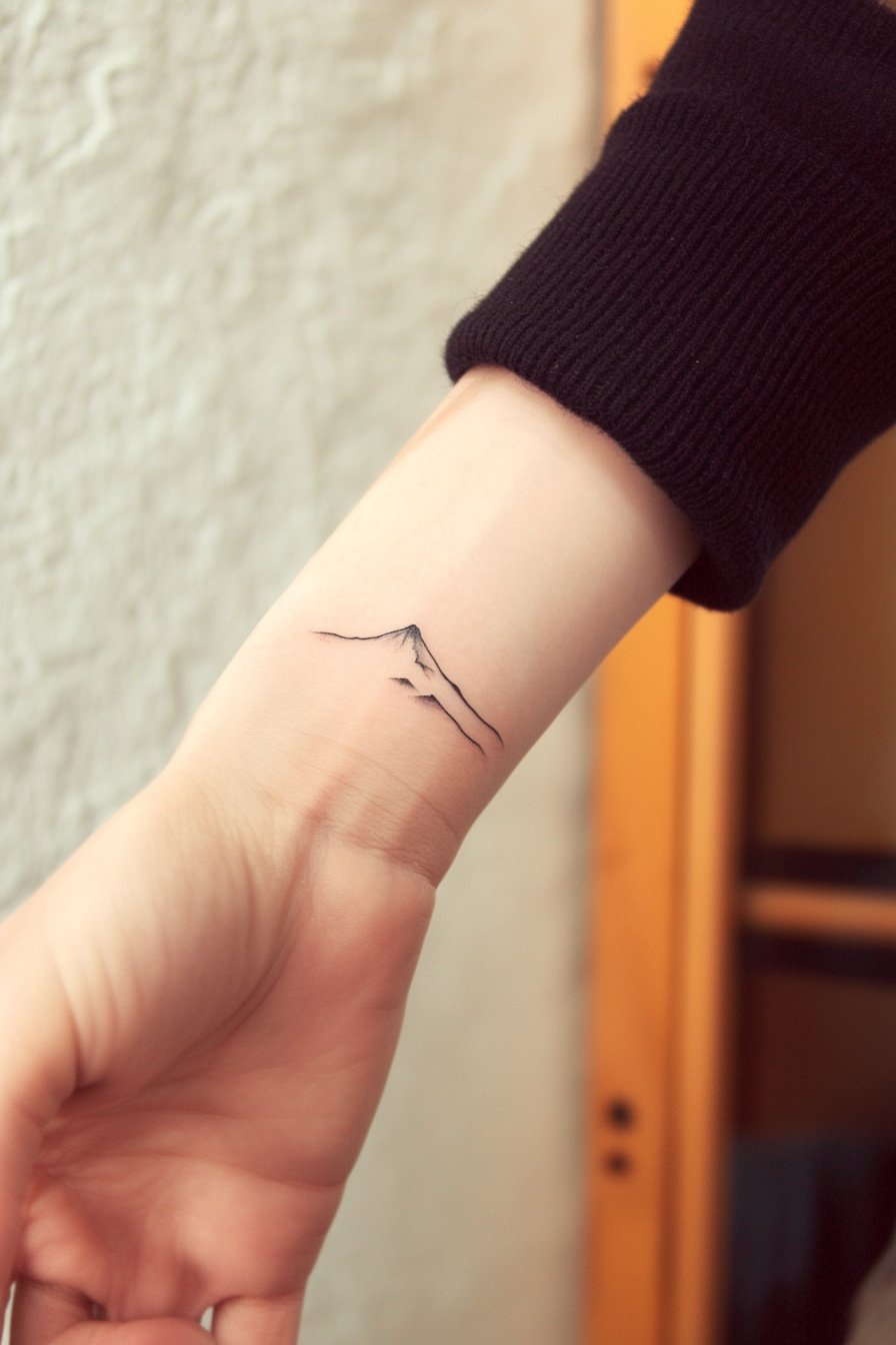 Arm - Simple Mountain Tattoo Design Idea 25 (Wrist)