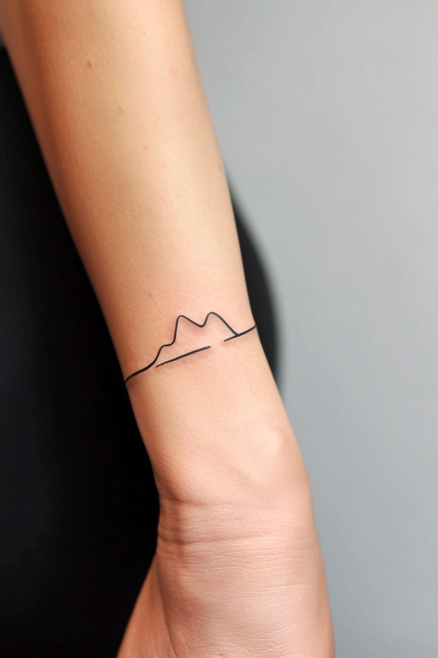 Arm - Simple Mountain Tattoo Design Idea 26 (Wrist)