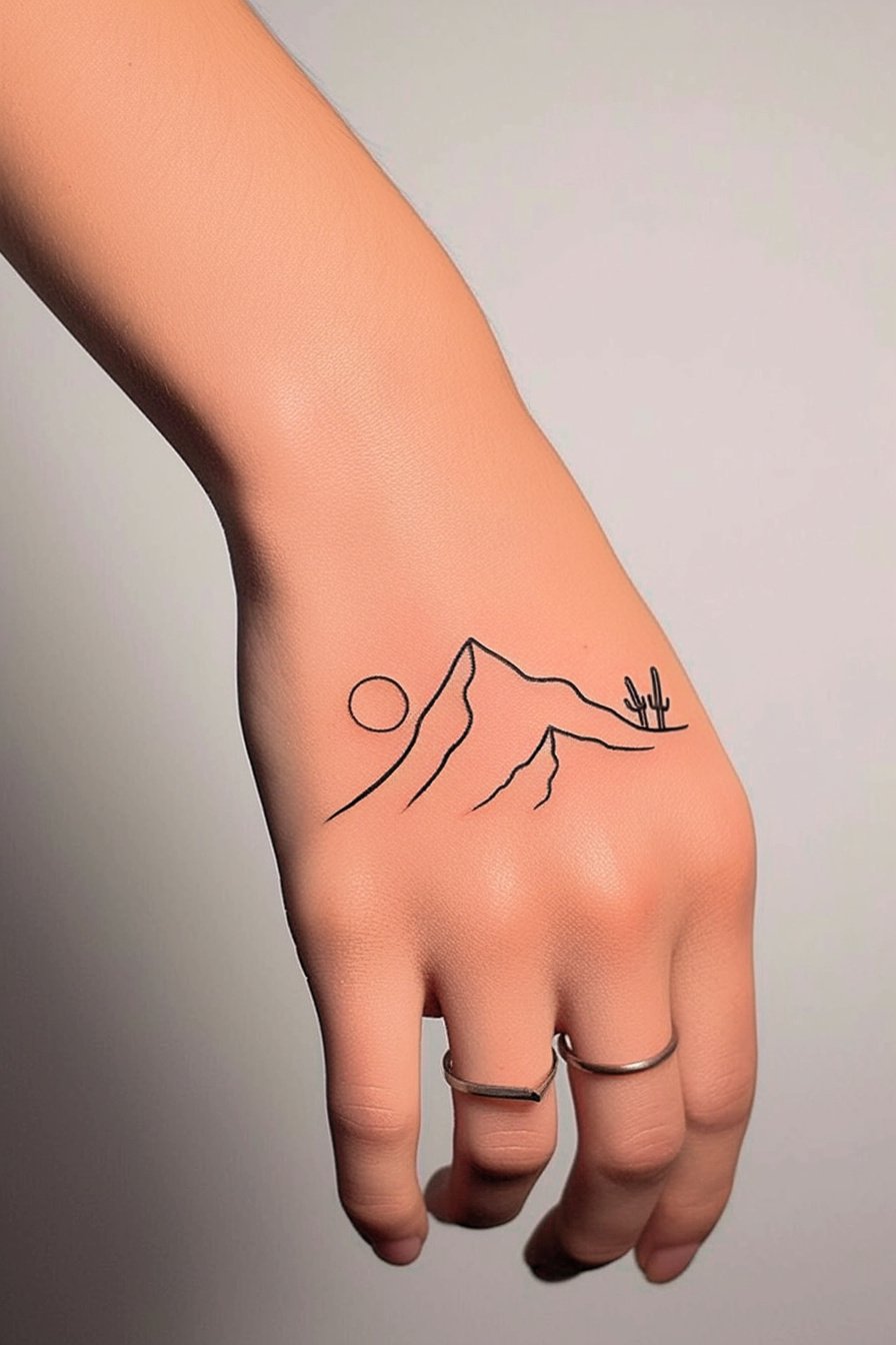 Arm - Simple Mountain Tattoo Design Idea 30 (Hand)