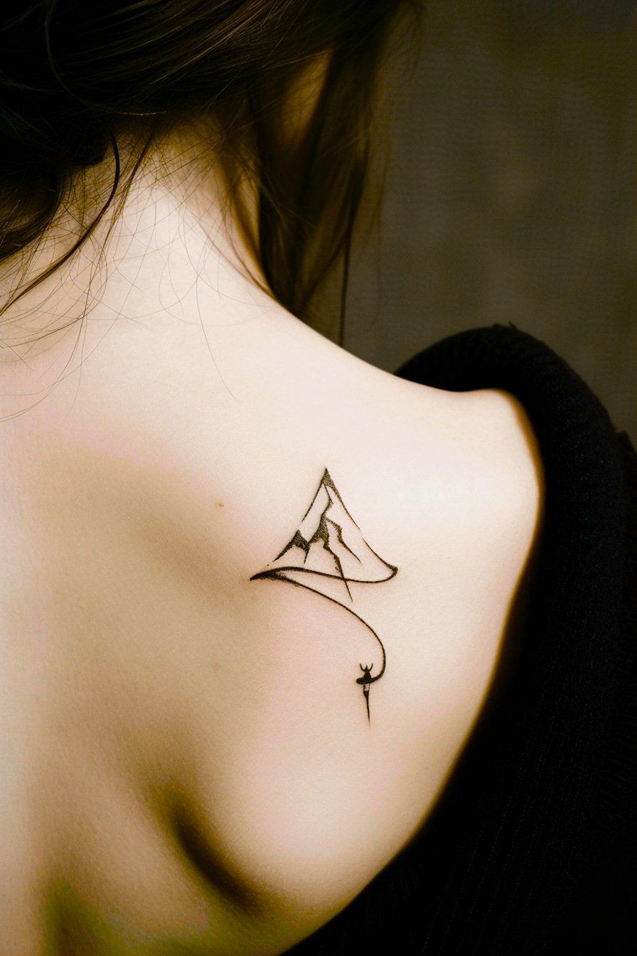 Back Body - Simple Mountain Tattoo Design Idea 4 (Back)