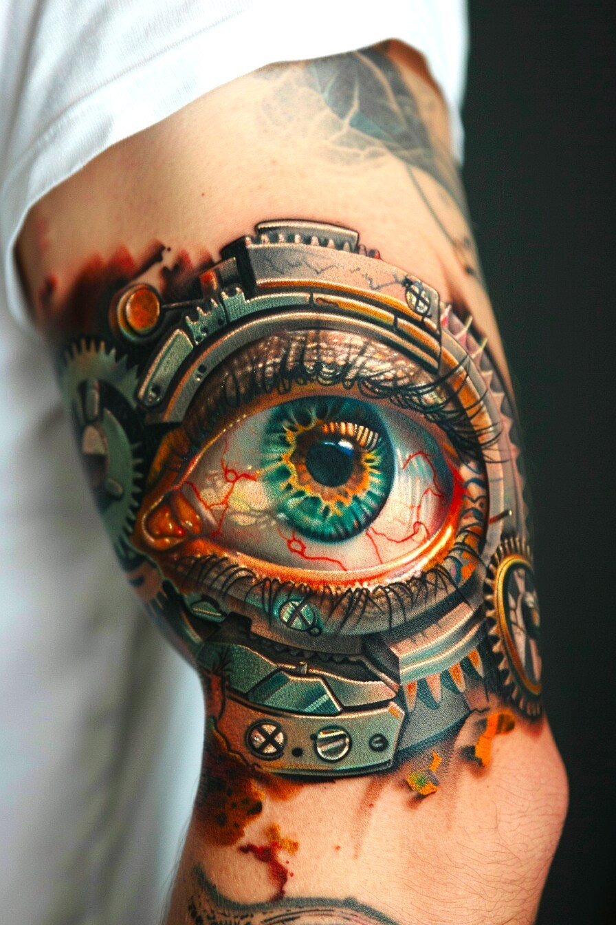 Bicep Eye Tattoo For Men (3)