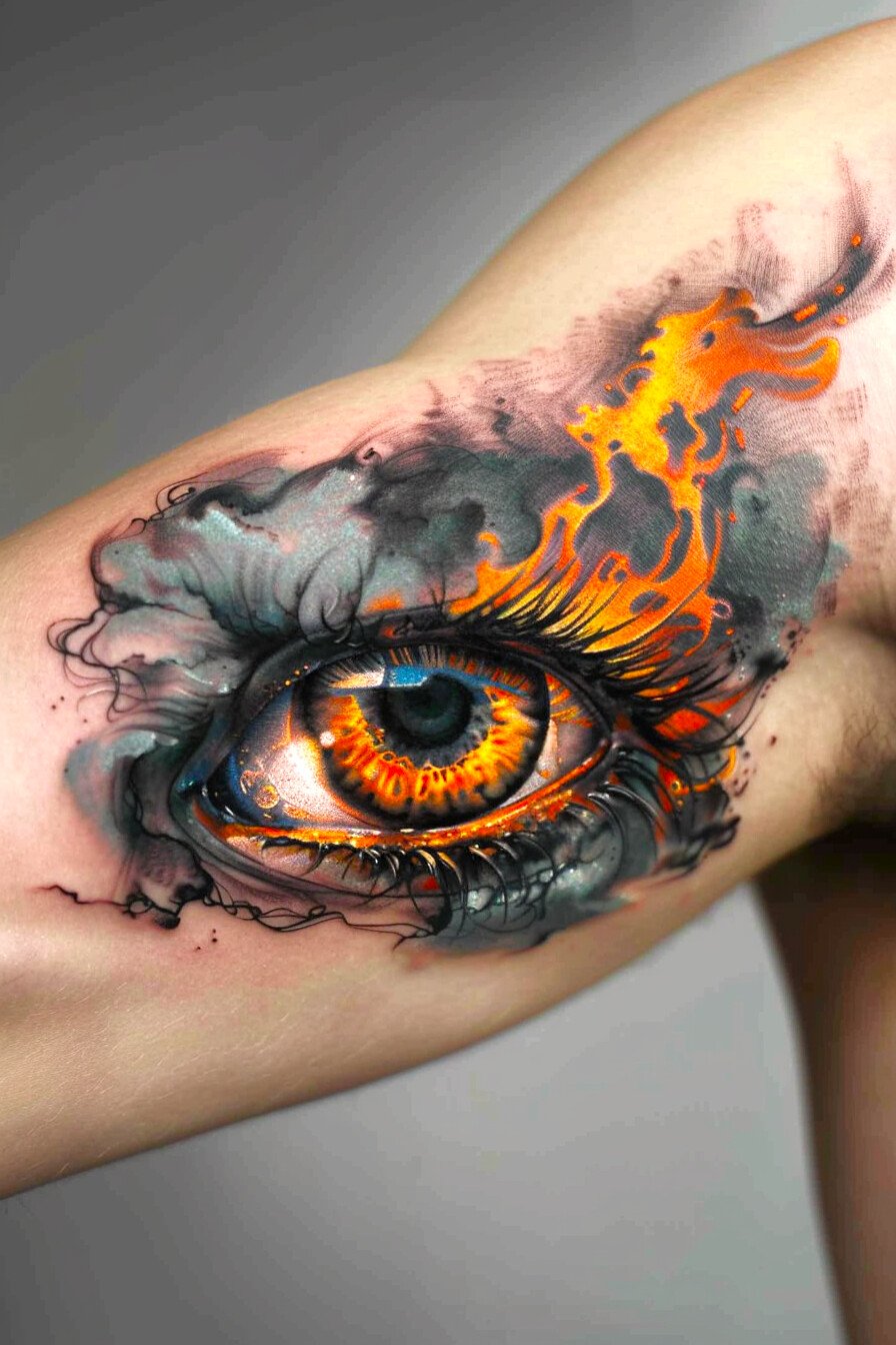 Bicep Eye Tattoo For Men (4)