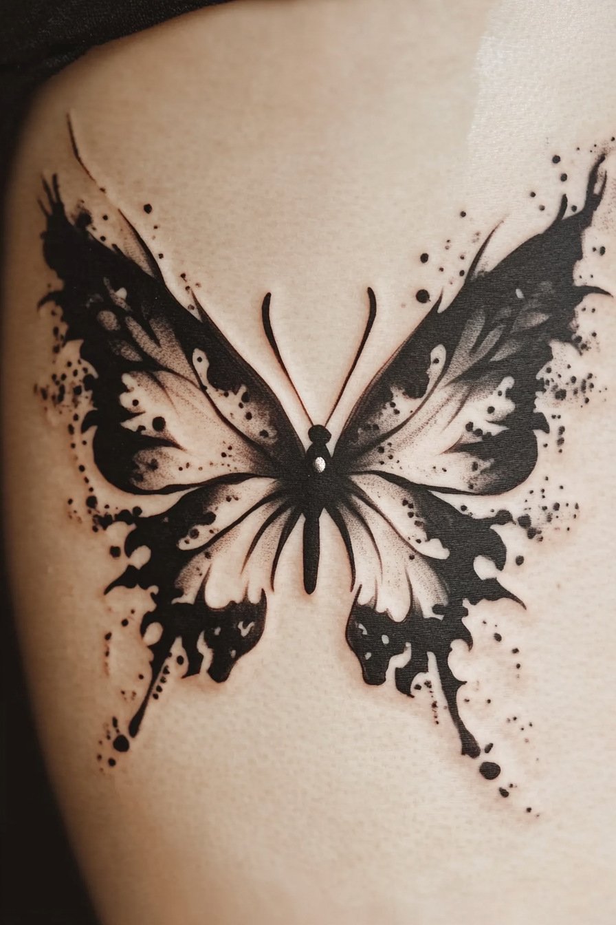 Black Butterfly Tattoo Design Idea 10