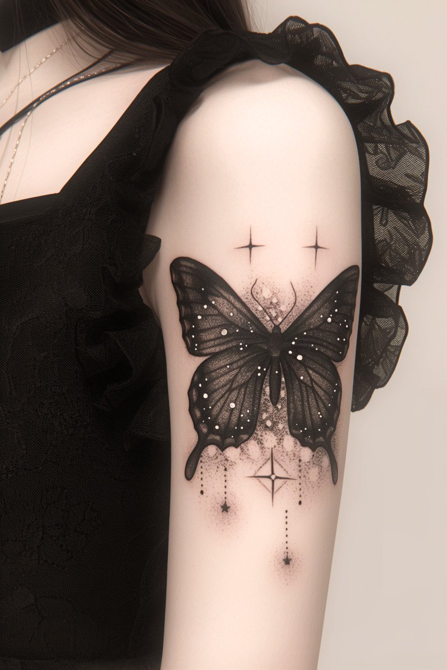 Black Butterfly Tattoo Design Idea 11