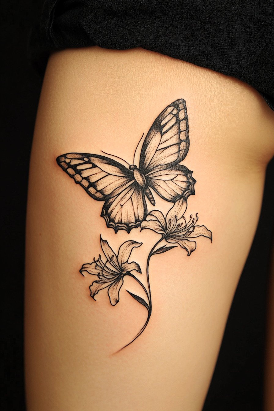 Black Butterfly Tattoo Design Idea 12