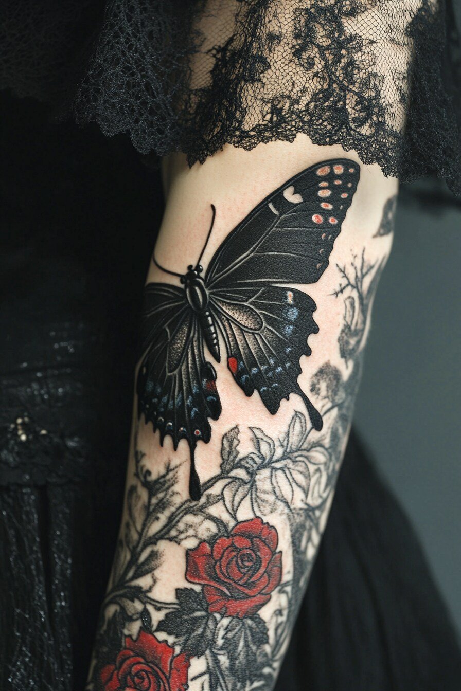 Black Butterfly Tattoo Design Idea 18