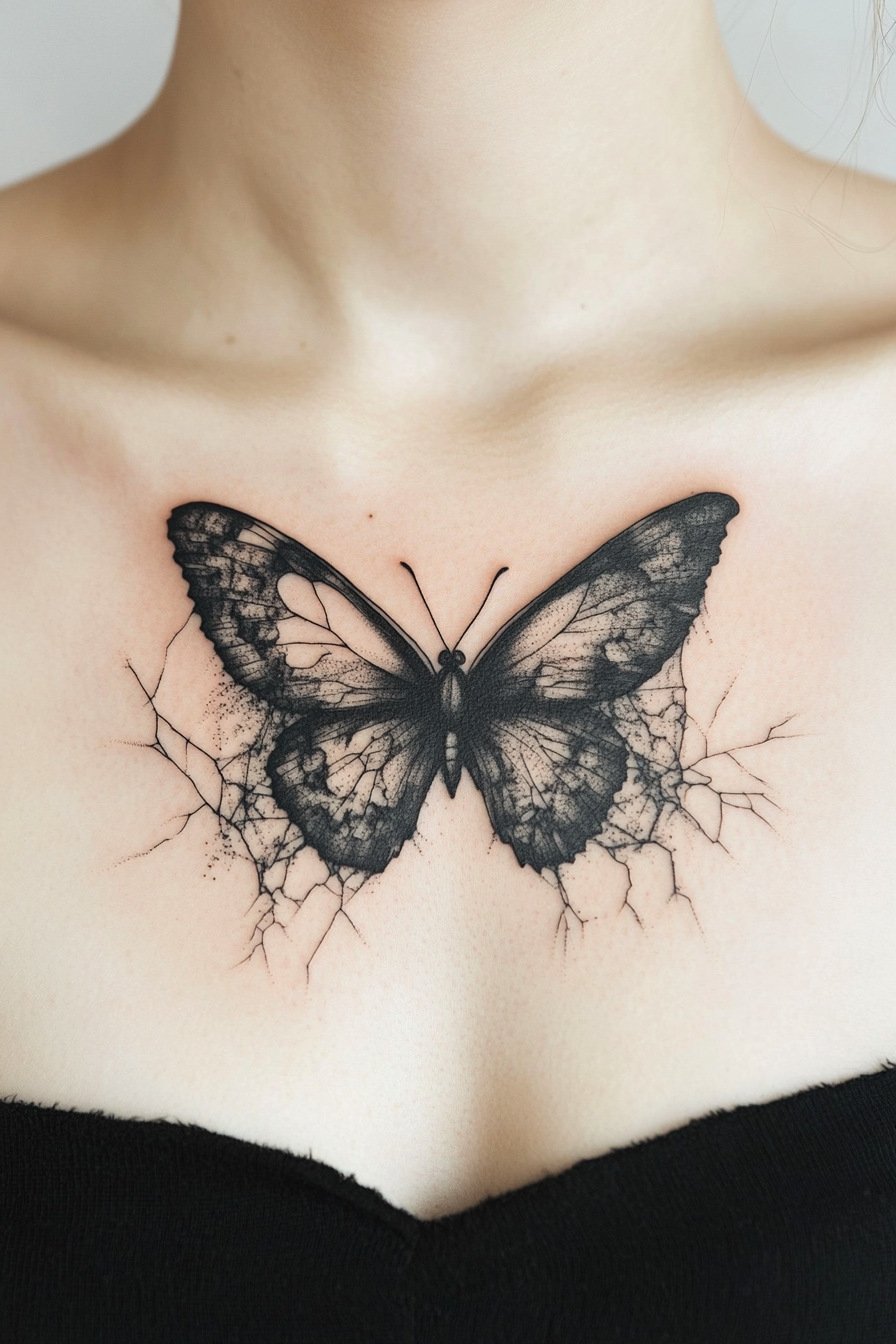 Black Butterfly Tattoo Design Idea 24