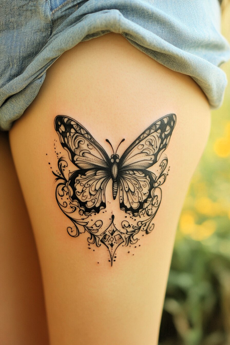 Black Butterfly Tattoo Design Idea 27